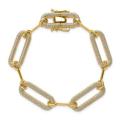 14K Yellow Gold 3 1/4 Carat Lab Grown Diamond Vs/Si+ G+ Fashion Link Bracelet