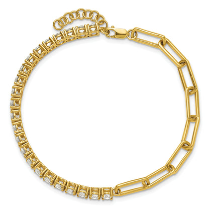14k Yellow Gold 3 3/4 Ct. Lab Grown Diamond VS/SI+ G+ Half Paperclip 7 inch with an 1 inch exension Bracelet