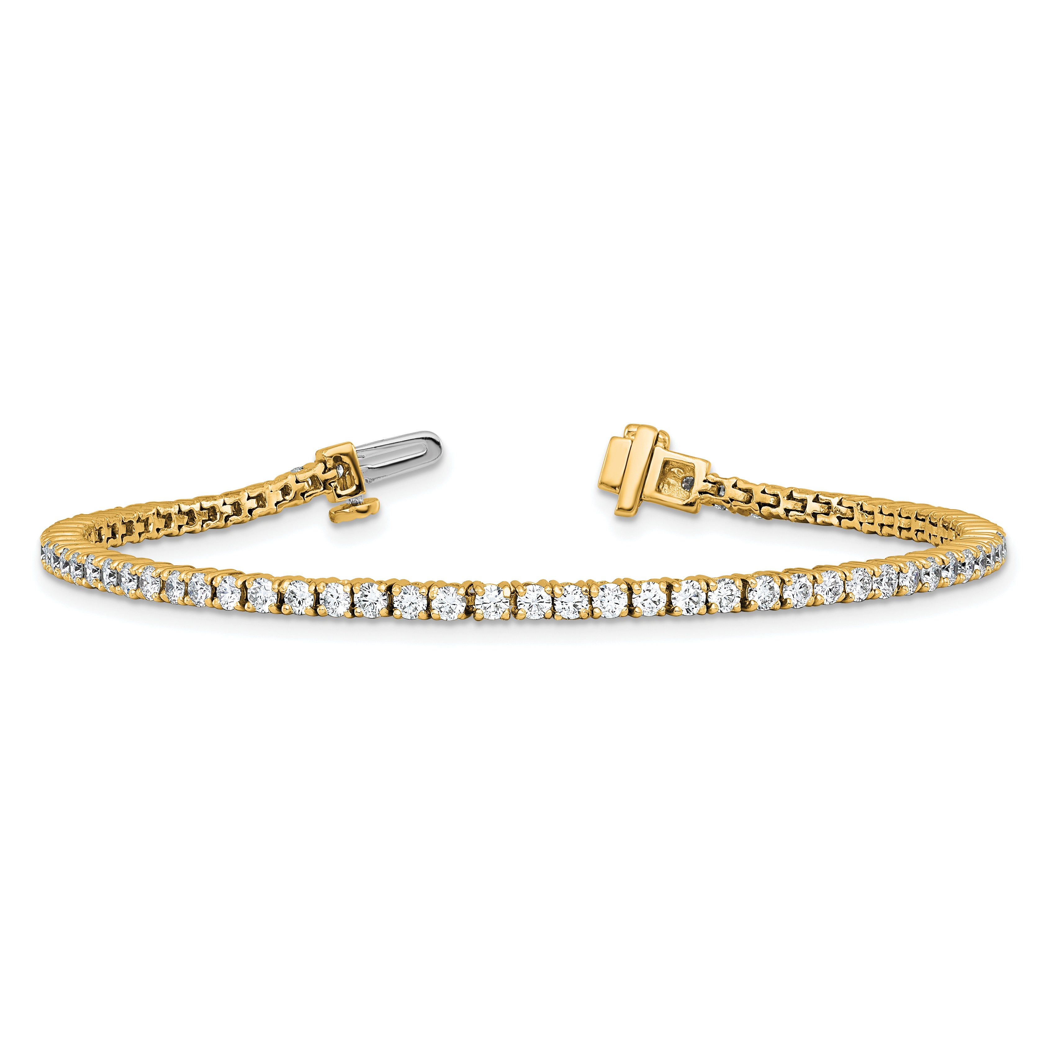 14k Yellow Gold 2 Ct. Lab Grown Diamond VS+ F+ Tennis Bracelet