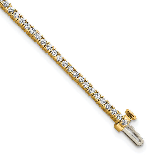 14k Yellow Gold 2 Ct. Lab Grown Diamond VS+ F+ Tennis Bracelet