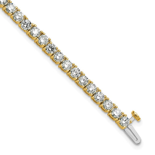 14K Yellow Gold 7 Carat Lab Grown Diamond Vs+ F+ Complete Tennis Bracelet