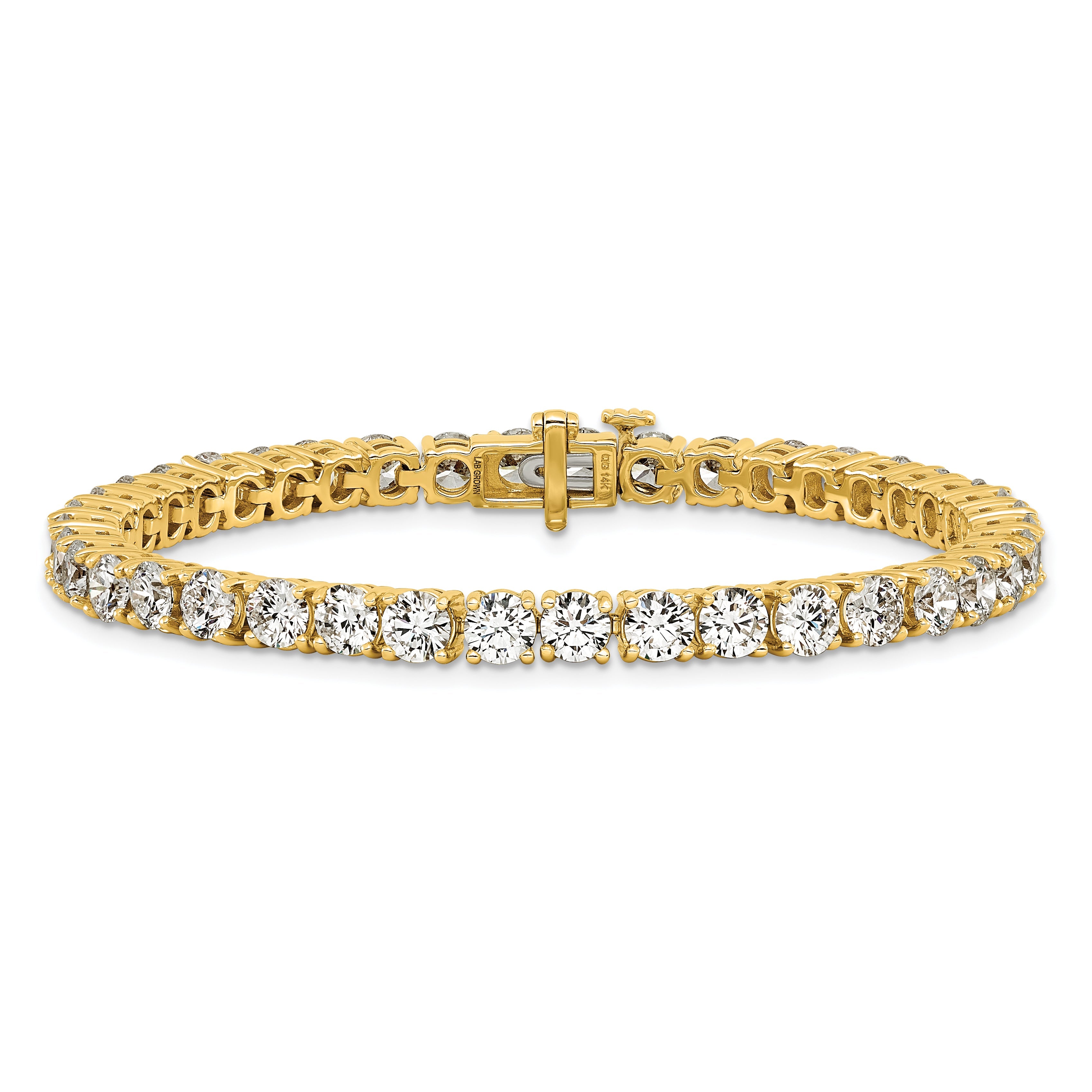 14K Yellow Gold 12 1/2 Carat Lab Grown Diamond Vs+ F+ Complete Tennis Bracelet