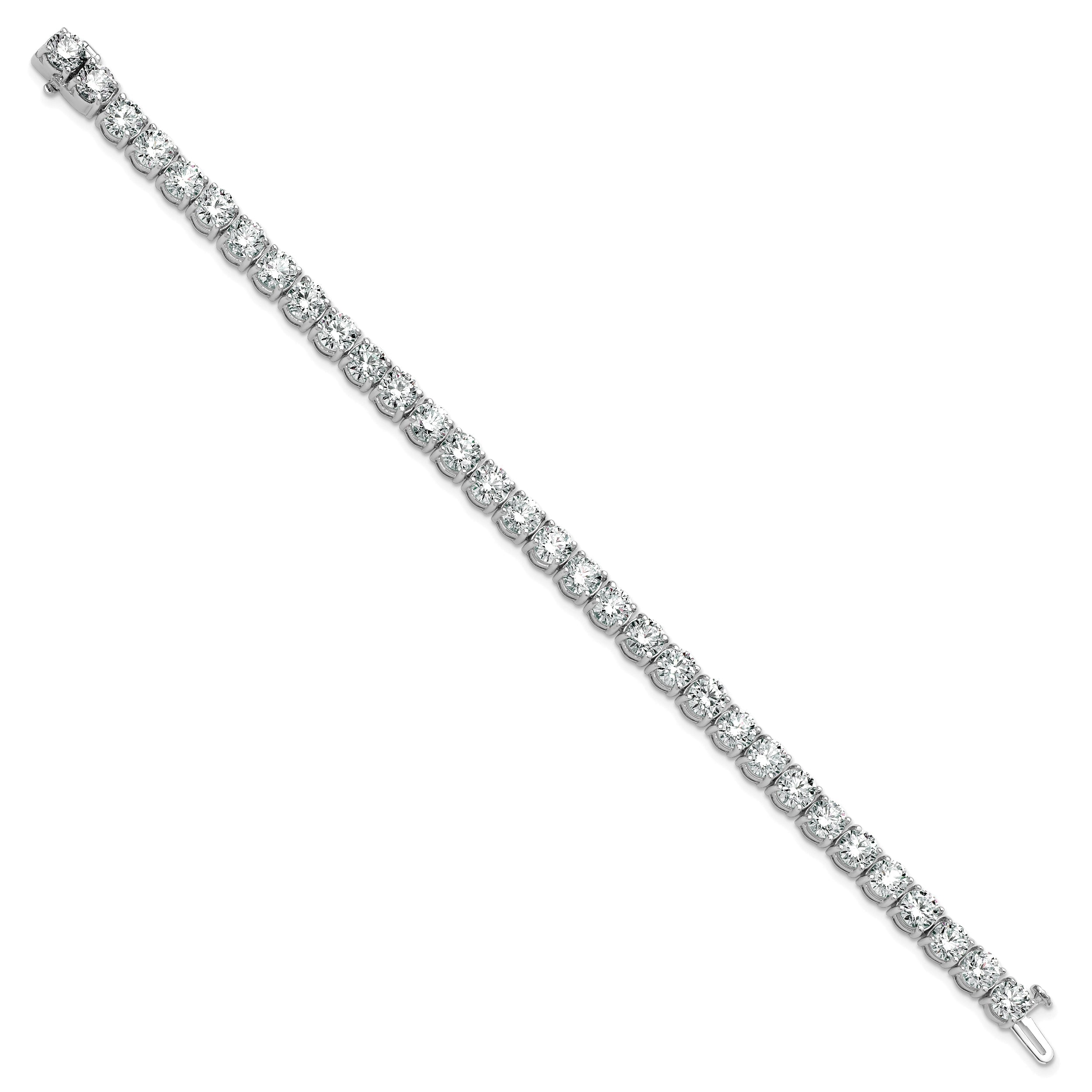 14K White Gold 16 Carat Lab Grown Diamond Vs+ F+ Complete Tennis Bracelet