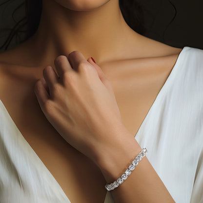 14K White Gold 25 Carat Lab Grown Diamond Vs+ F+ Complete Tennis Bracelet