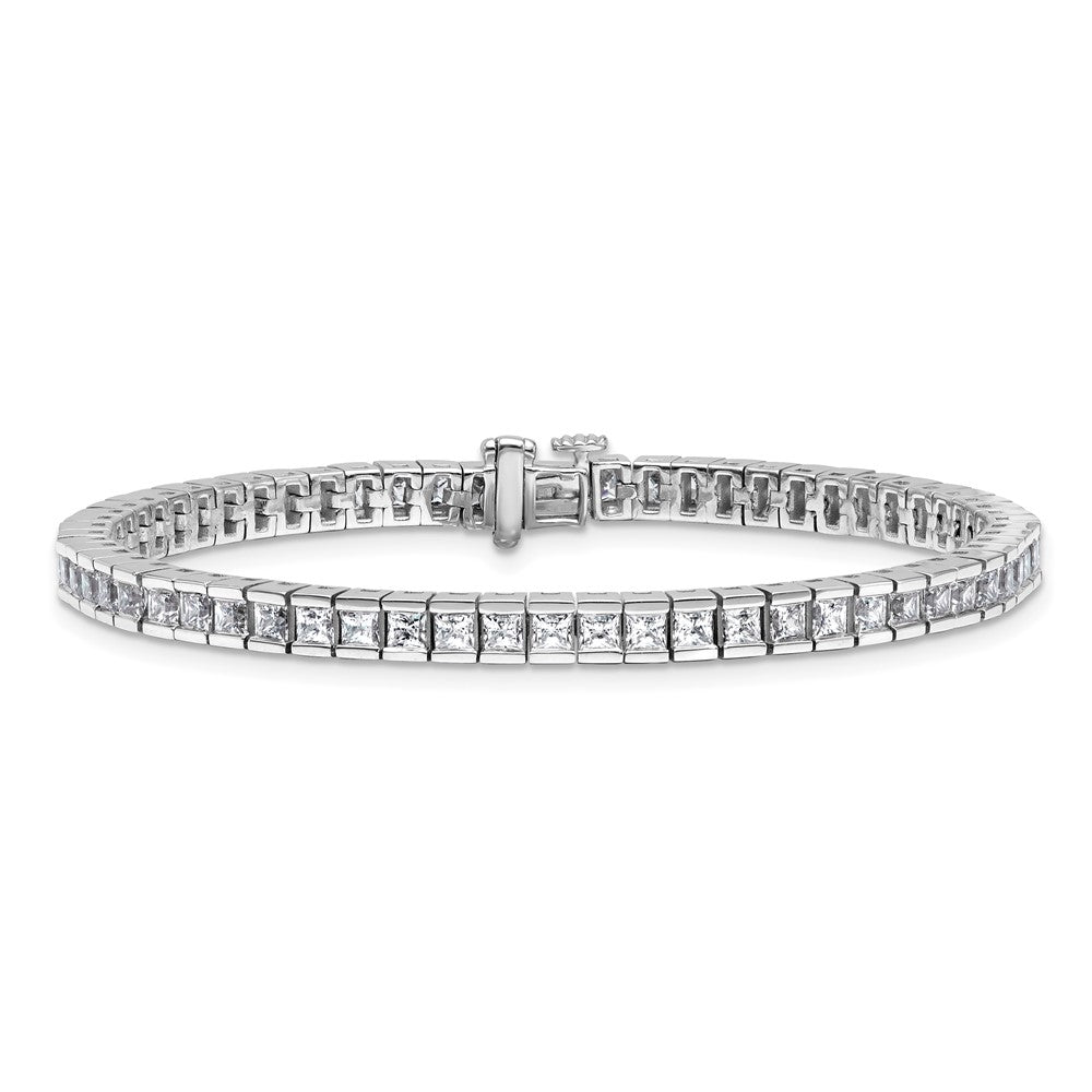 14k White Gold 7 Ct. Lab Grown Diamond VS/SI+ G+ Princess Tennis Bracelet