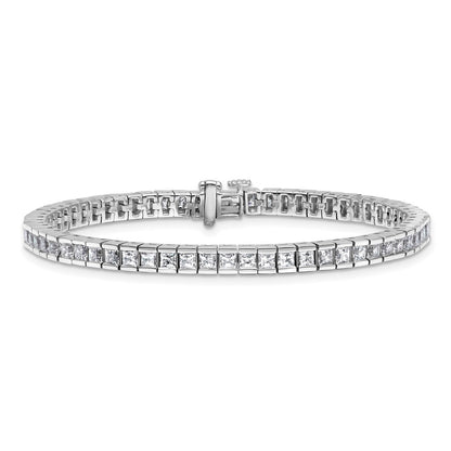 14k White Gold 7 Ct. Lab Grown Diamond VS/SI+ G+ Princess Tennis Bracelet