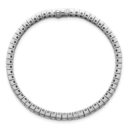 14K White Gold 7 Carat Lab Grown Diamond Vs+ F+ Complete Princess Bezel Set Tennis Bracelet