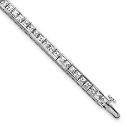 14k White Gold 7 Ct. Lab Grown Diamond VS/SI+ G+ Princess Tennis Bracelet