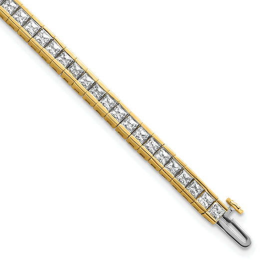 14k Yellow Gold 7 Ct. Lab Grown Diamond VS/SI+ G+ Princess Tennis Bracelet