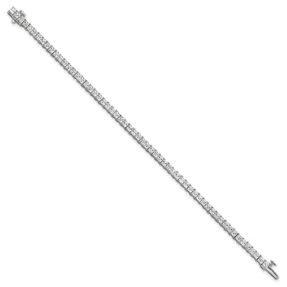 14K White Gold 7 Carat Lab Grown Diamond Vs+ F+ Complete Princess Prong Set Tennis Bracelet