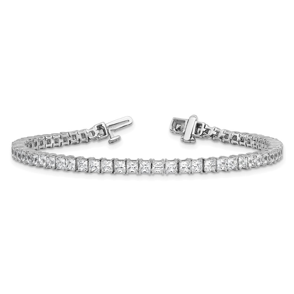 14K White Gold 7 Carat Lab Grown Diamond Vs+ F+ Complete Princess Prong Set Tennis Bracelet