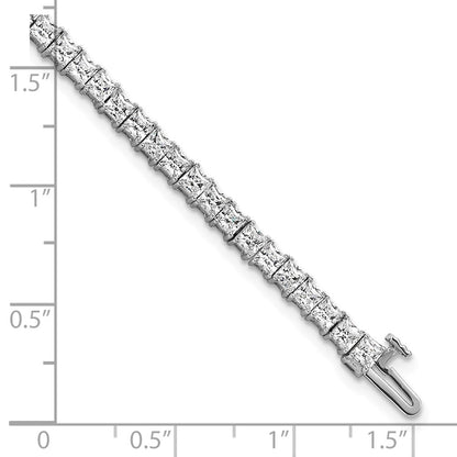 14K White Gold 7 Carat Lab Grown Diamond Vs/Si+ G+ Complete Princess Prong Set Tennis Bracelet