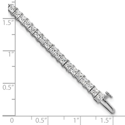 14K White Gold 7 Carat Lab Grown Diamond Vs+ F+ Complete Princess Prong Set Tennis Bracelet