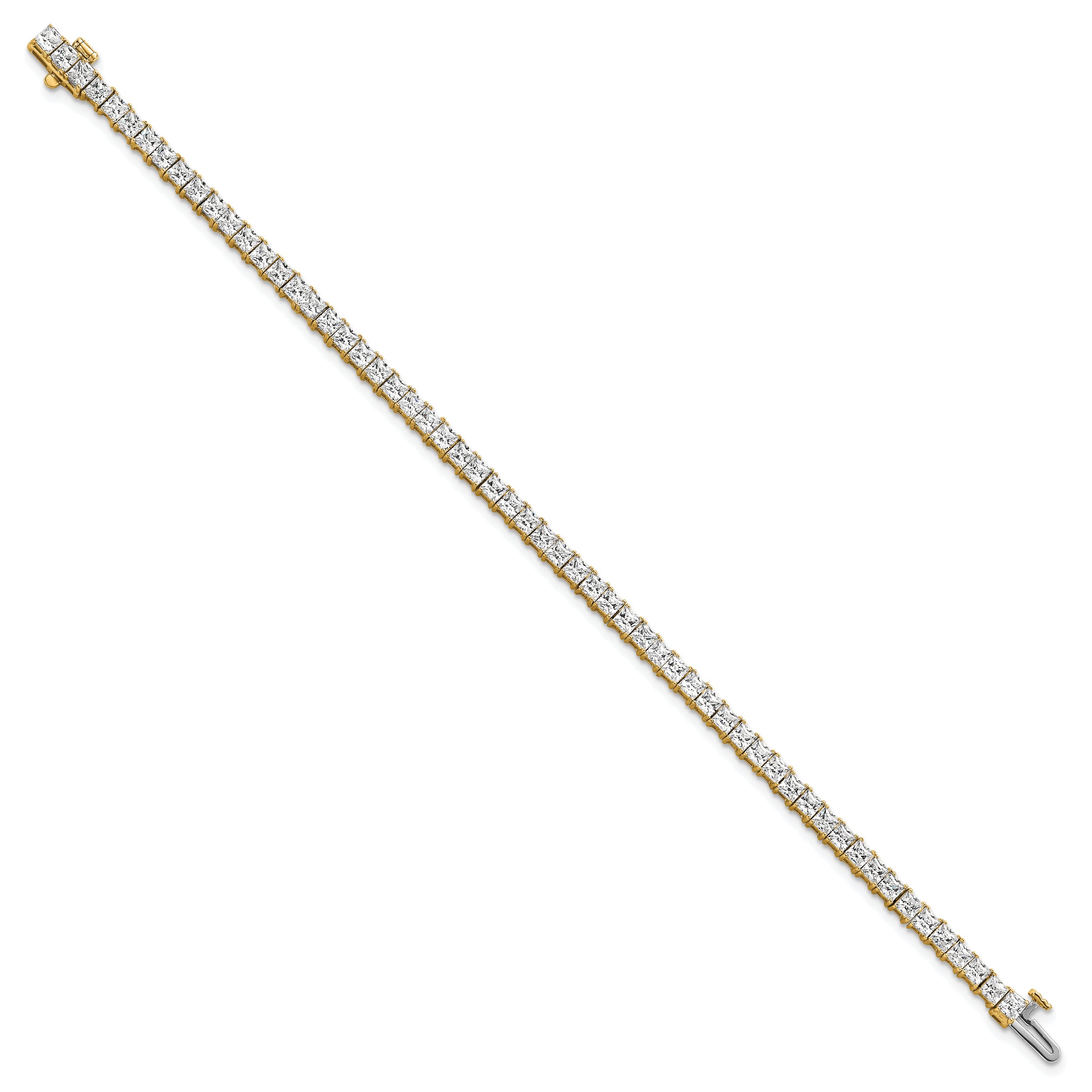 14k Yellow Gold 7 Ct. Lab Grown Diamond VS/SI+ G+ Princess Tennis Bracelet