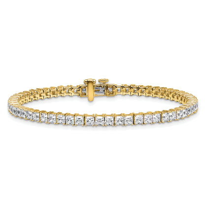 14k Yellow Gold 7 Ct. Lab Grown Diamond VS/SI+ G+ Princess Tennis Bracelet