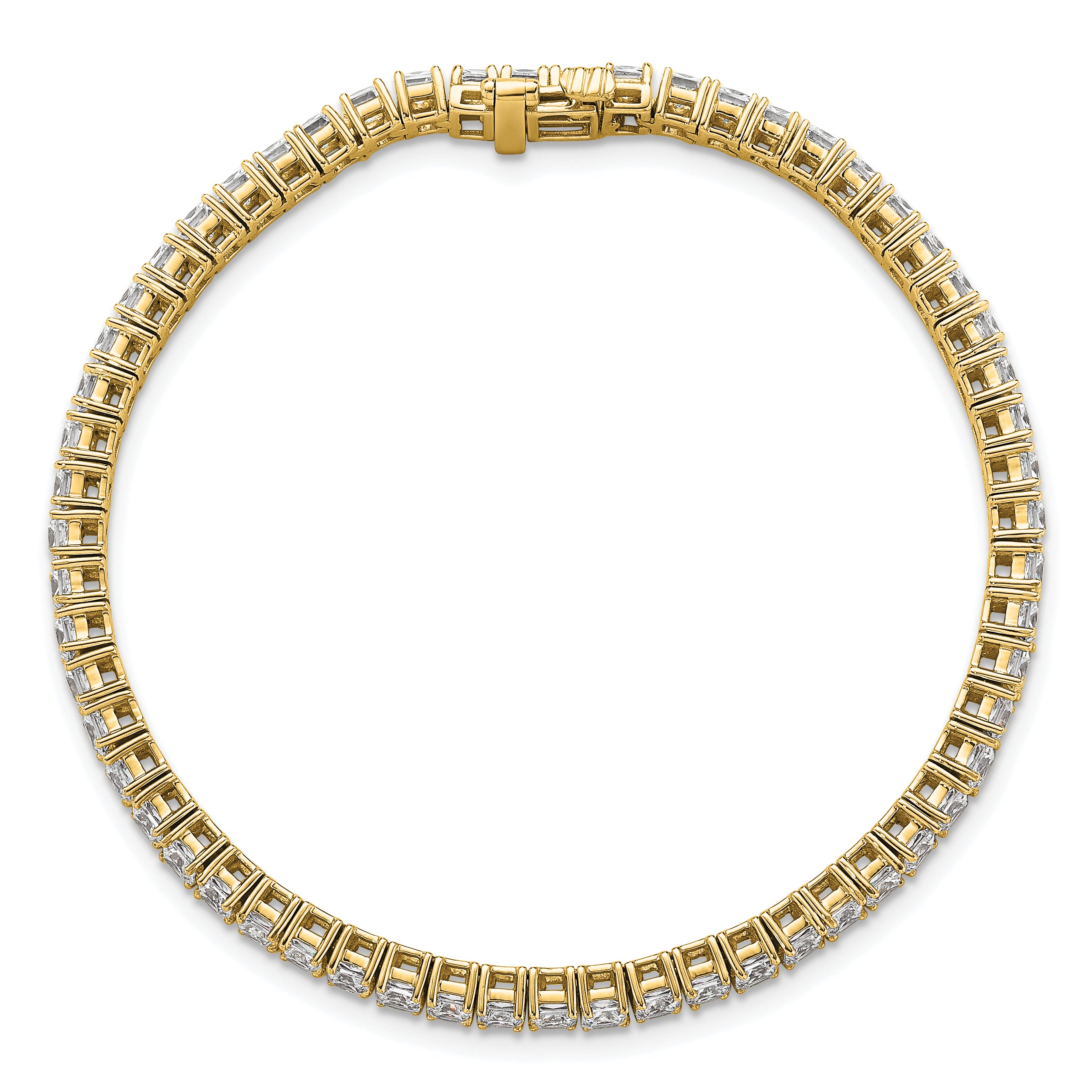 14k Yellow Gold 7 Ct. Lab Grown Diamond VS/SI+ G+ Princess Tennis Bracelet