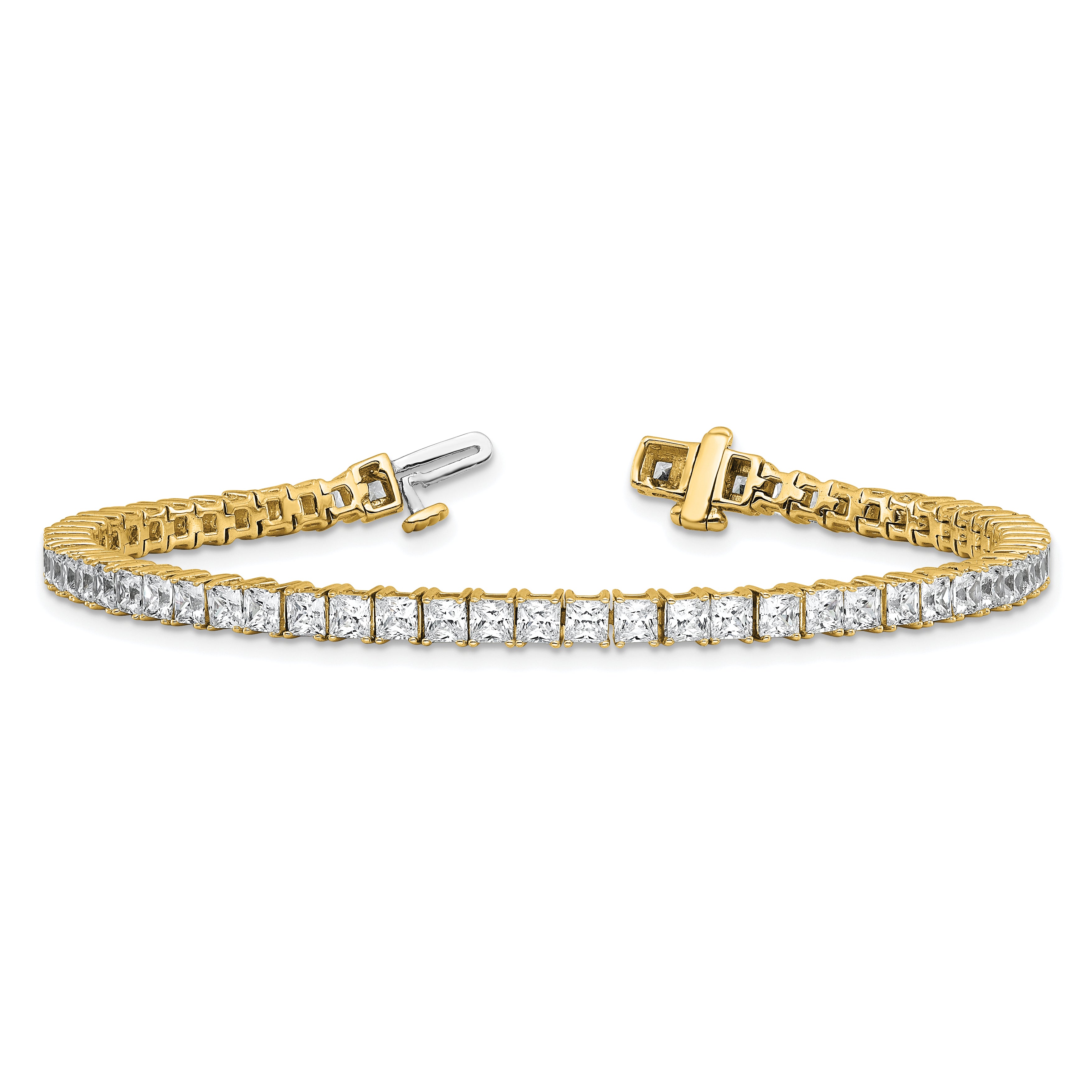 14k Yellow Gold 7 Ct. Lab Grown Diamond VS/SI+ G+ Princess Tennis Bracelet