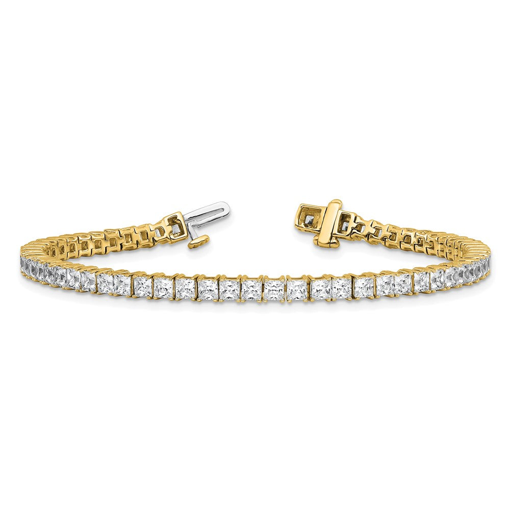 14K Yellow Gold Certified Vs Def Lab Grown Princess Diamond Tennis Bracelet