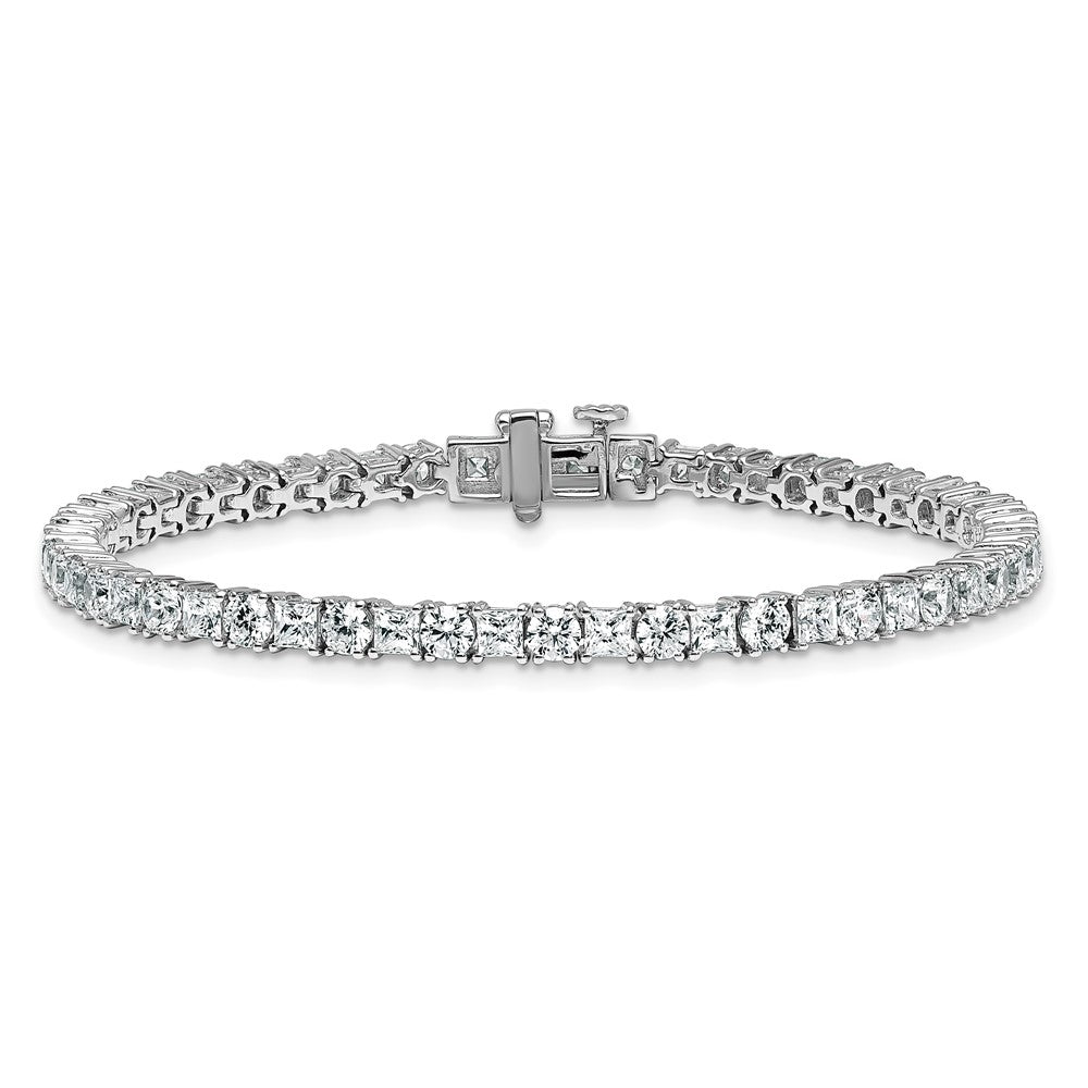 14K White Gold 7 Carat Lab Grown Diamond Vs/Si+ G+ Complete Princess And Round Tennis Bracelet
