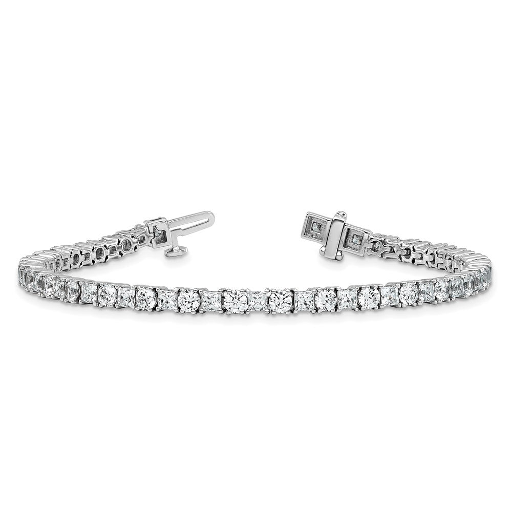 14K White Gold 7 Carat Lab Grown Diamond Vs/Si+ G+ Complete Princess And Round Tennis Bracelet