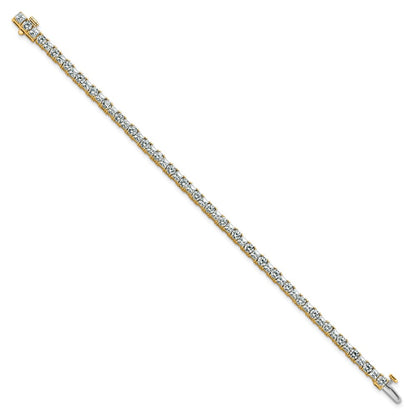 14K Yellow Gold 7 Carat Lab Grown Diamond Vs+ F+ Complete Princess And Round Tennis Bracelet