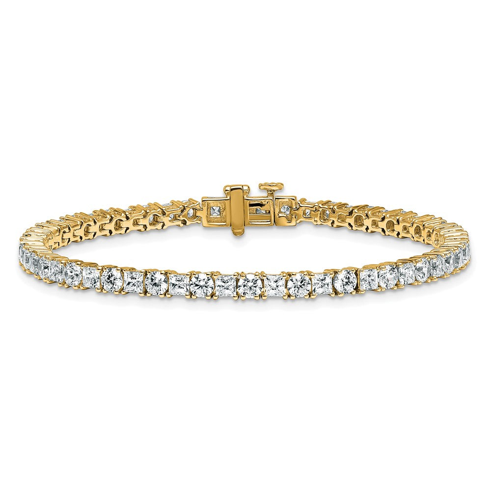 14K Yellow Gold 7 Carat Lab Grown Diamond Vs+ F+ Complete Princess And Round Tennis Bracelet
