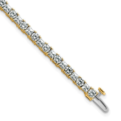 14K Yellow Gold Vs Def Certified Lab Grown Princess And Round Diamond Tennis Br