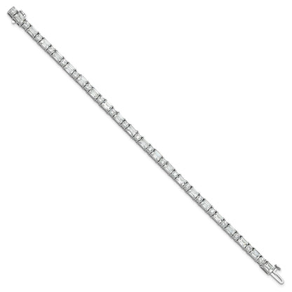 14k White Gold 10 Ct. Lab Grown Diamond VS/FG Emerald and Round 7 inch Tennis Bracelet