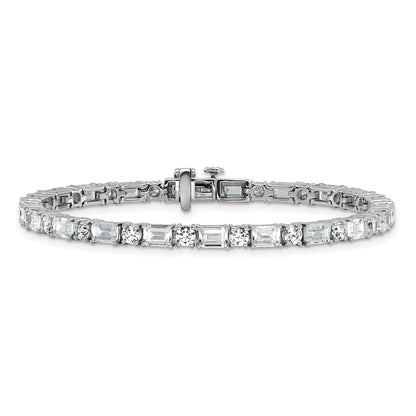 14K White Gold 10 Carat Lab Grown Diamond Vs+ F+ Complete Emerald And Round Tennis Bracelet