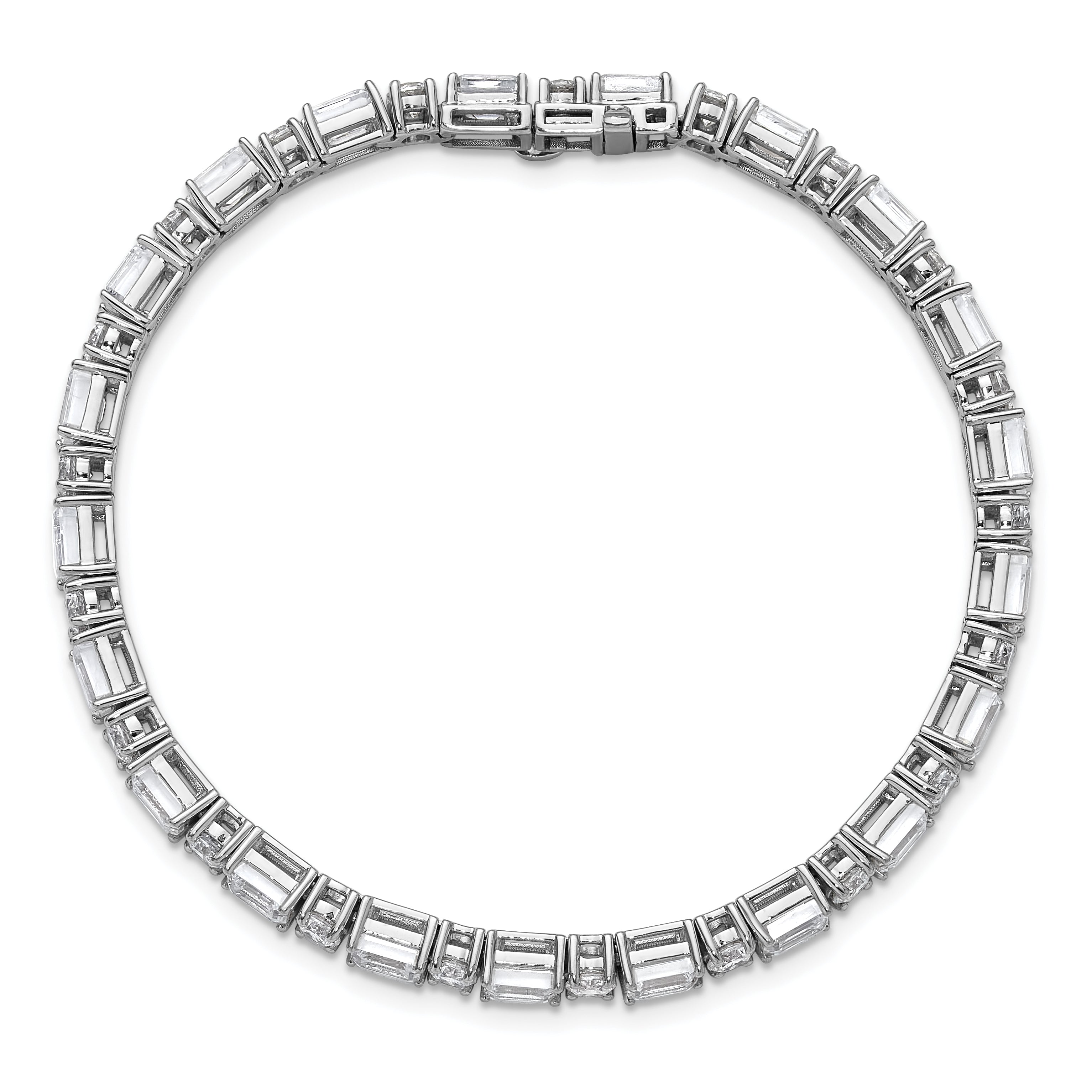 14k White Gold 10 Ct. Lab Grown Diamond VS/FG Emerald and Round 7 inch Tennis Bracelet