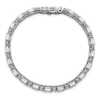 14k White Gold 10 Ct. Lab Grown Diamond VS/FG Emerald and Round 7 inch Tennis Bracelet