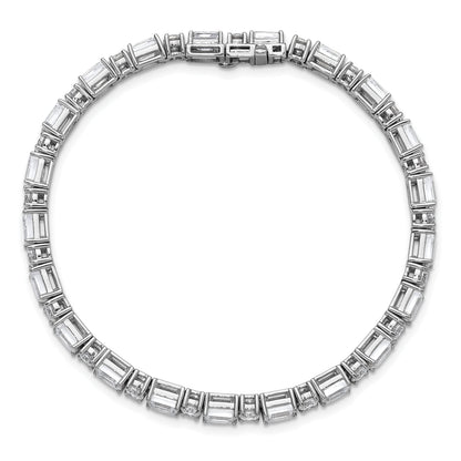 14K White Gold 10 Carat Lab Grown Diamond Vs+ F+ Complete Emerald And Round Tennis Bracelet