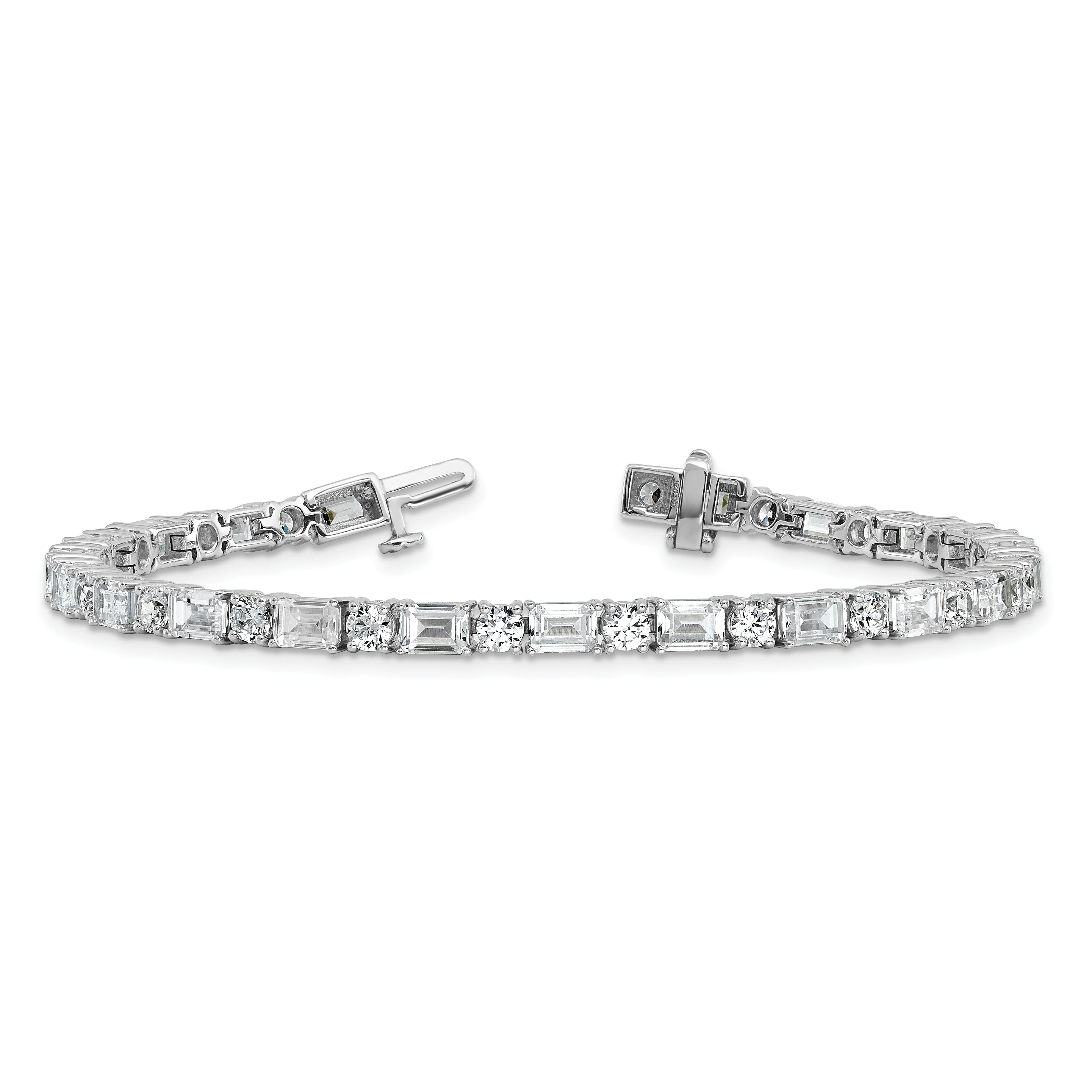 14k White Gold 10 Ct. Lab Grown Diamond VS/FG Emerald and Round 7 inch Tennis Bracelet