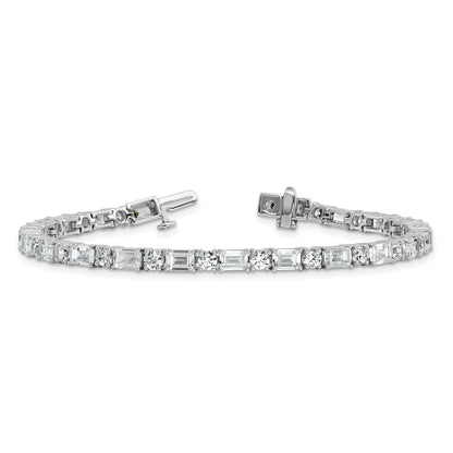 14k White Gold 10 Ct. Lab Grown Diamond VS/FG Emerald and Round 7 inch Tennis Bracelet
