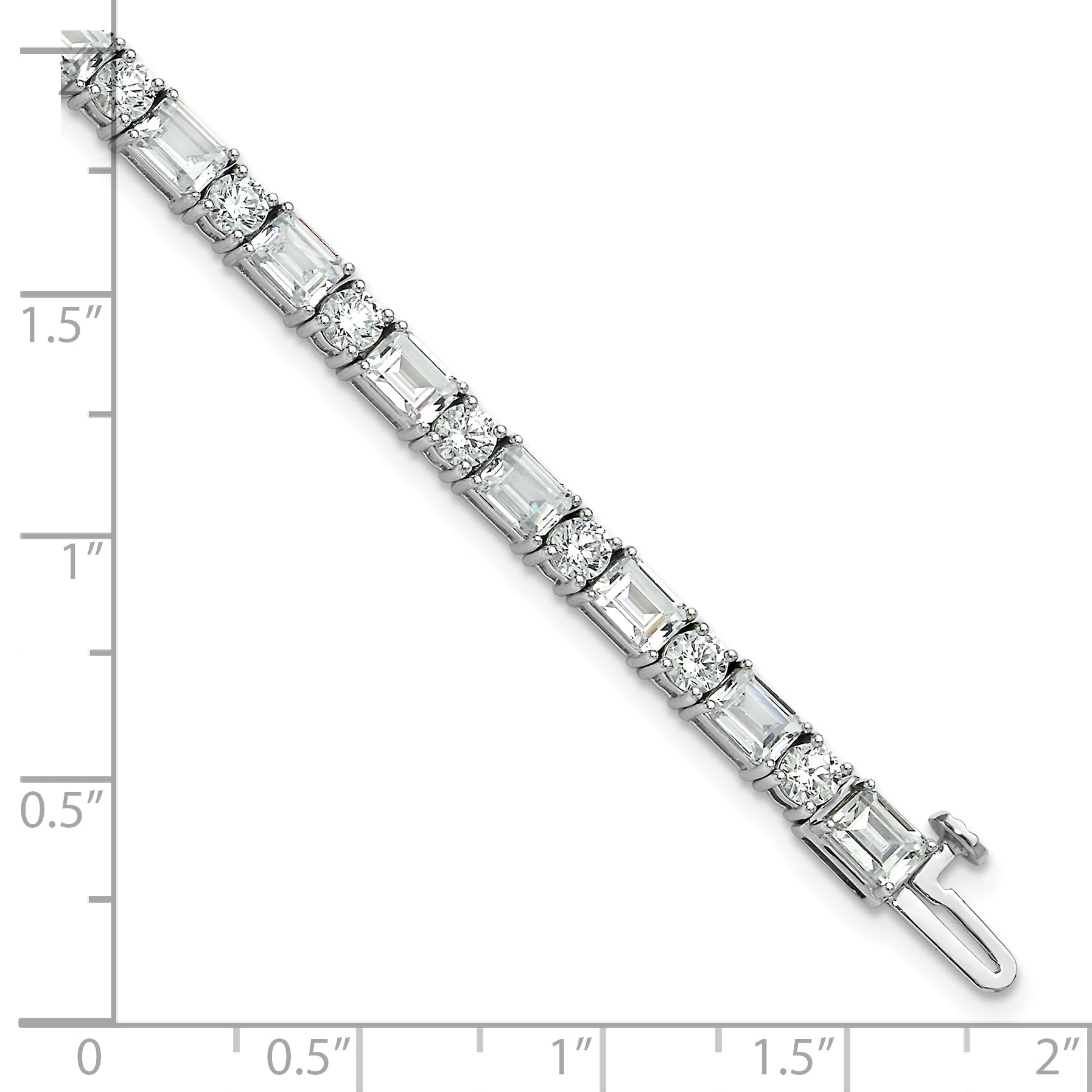 14k White Gold 10 Ct. Lab Grown Diamond VS/FG Emerald and Round 7 inch Tennis Bracelet