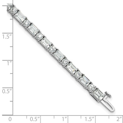 14k White Gold 10 Ct. Lab Grown Diamond VS/FG Emerald and Round 7 inch Tennis Bracelet