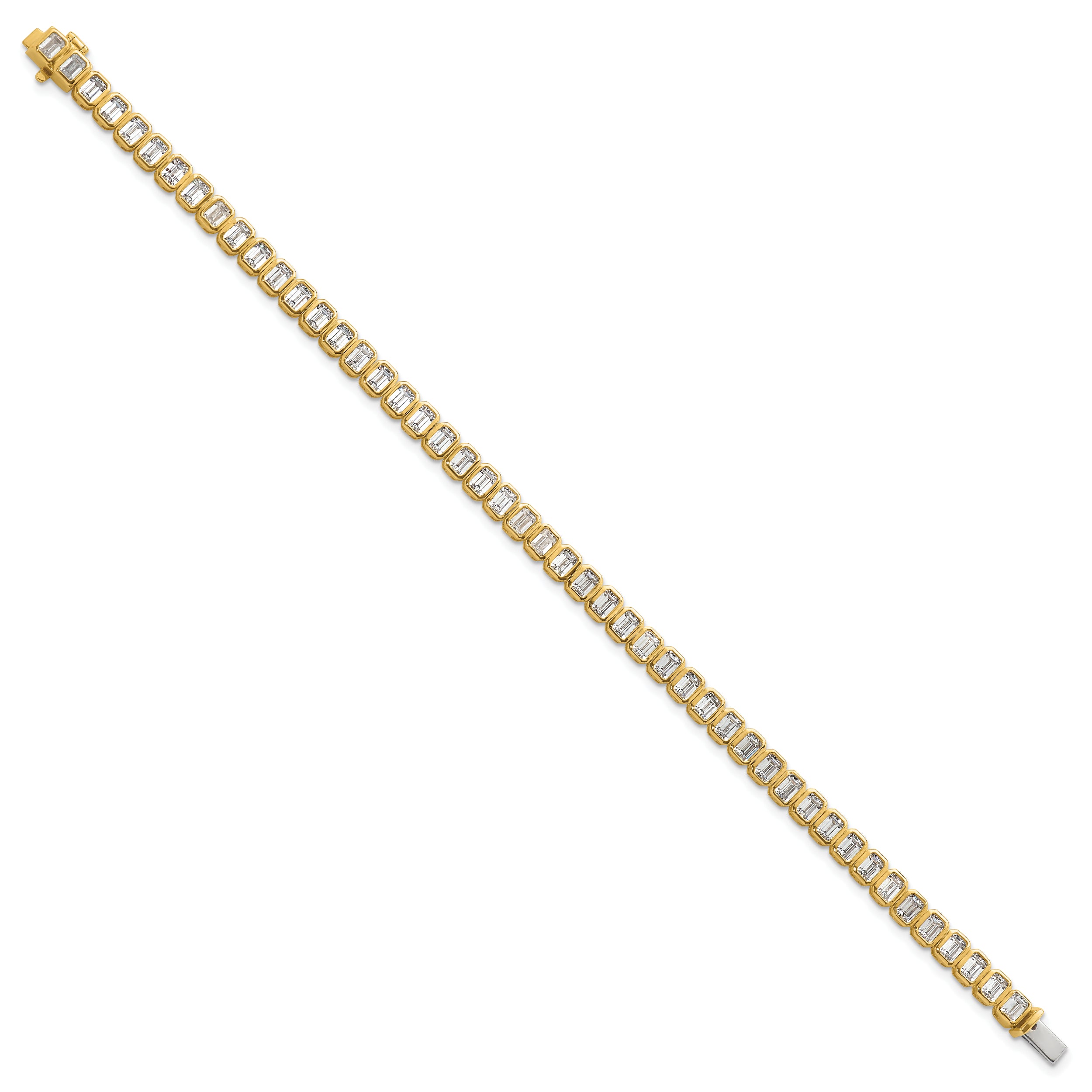 14k Yellow Gold 6 1/2 Ct. Lab Grown Diamond VS/SI+ G+ Emerald Bezel Tennis Bracelet
