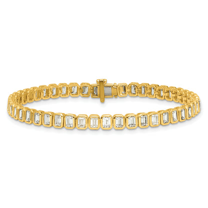 14k Yellow Gold 6 1/2 Ct. Lab Grown Diamond VS/SI+ G+ Emerald Bezel Tennis Bracelet