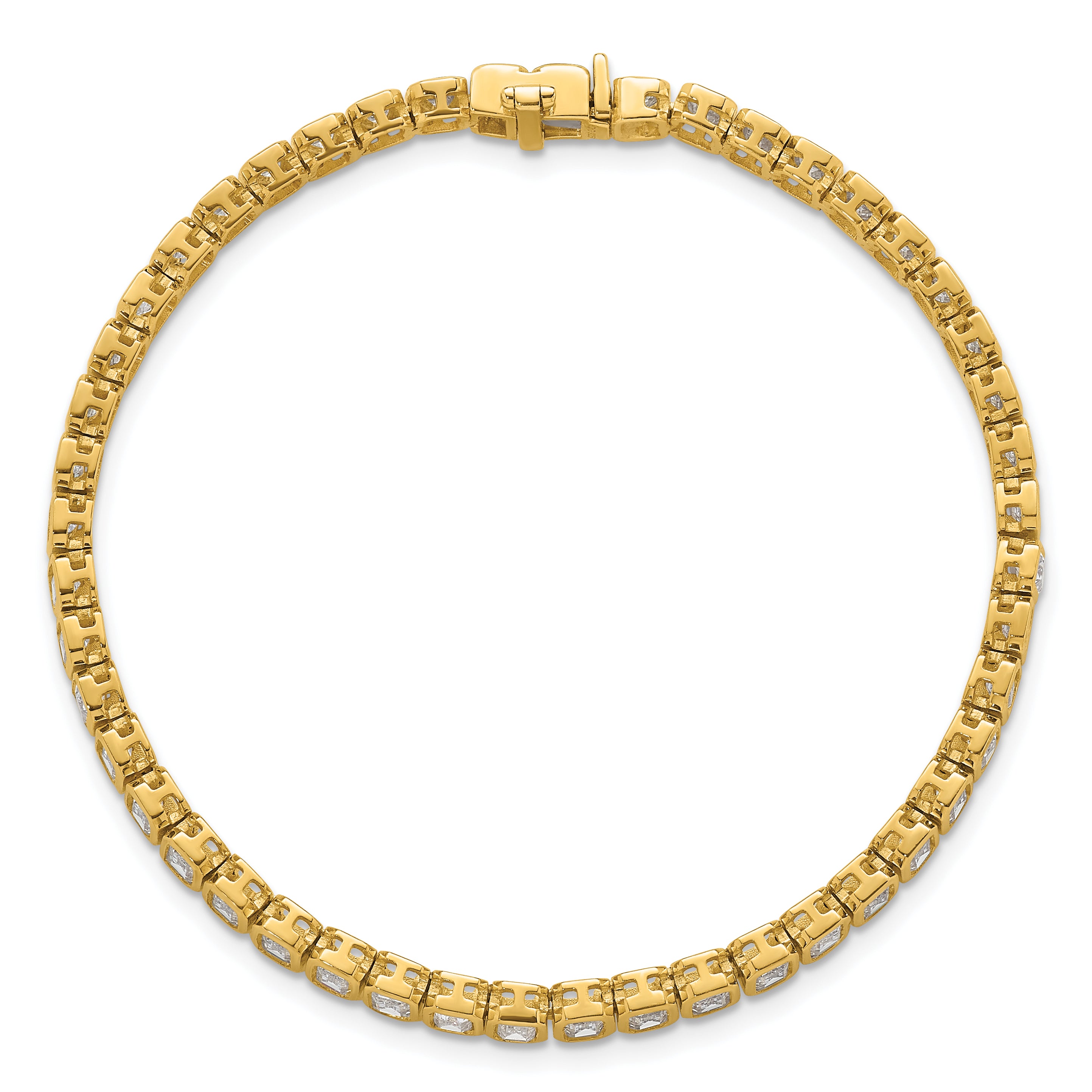 14k Yellow Gold 6 1/2 Ct. Lab Grown Diamond VS/SI+ G+ Emerald Bezel Tennis Bracelet