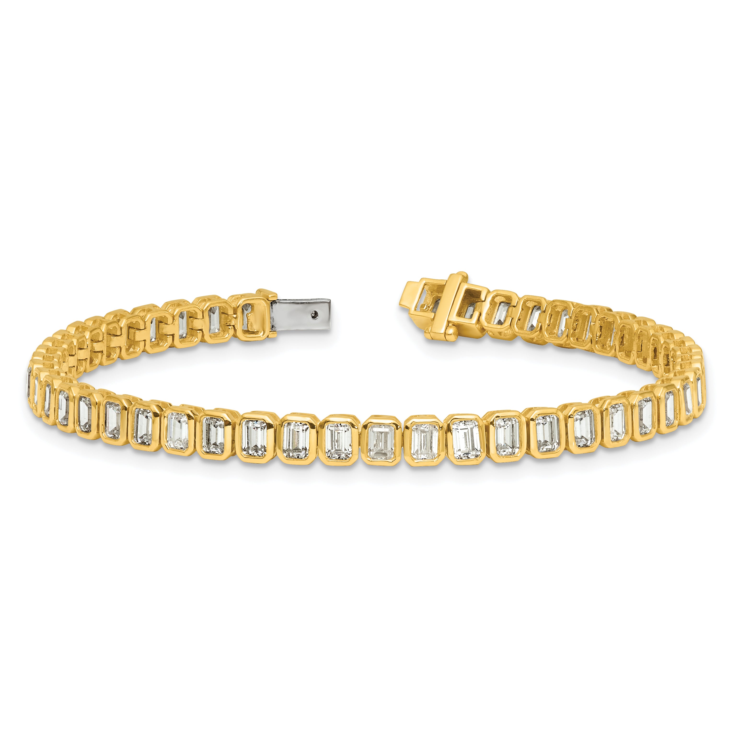 14k Yellow Gold 6 1/2 Ct. Lab Grown Diamond VS/SI+ G+ Emerald Bezel Tennis Bracelet