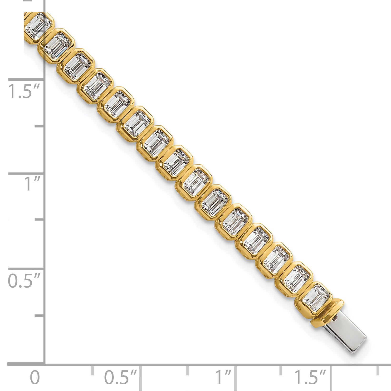 14k Yellow Gold 6 1/2 Ct. Lab Grown Diamond VS/SI+ G+ Emerald Bezel Tennis Bracelet