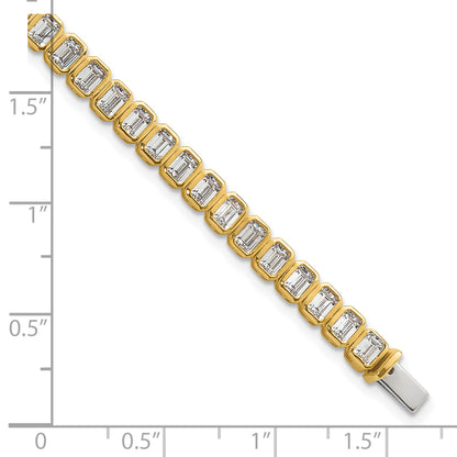 14k Yellow Gold 6 1/2 Ct. Lab Grown Diamond VS/SI+ G+ Emerald Bezel Tennis Bracelet