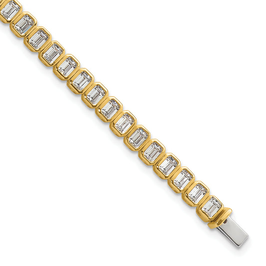 14k Yellow Gold 6 1/2 Ct. Lab Grown Diamond VS/SI+ G+ Emerald Bezel Tennis Bracelet