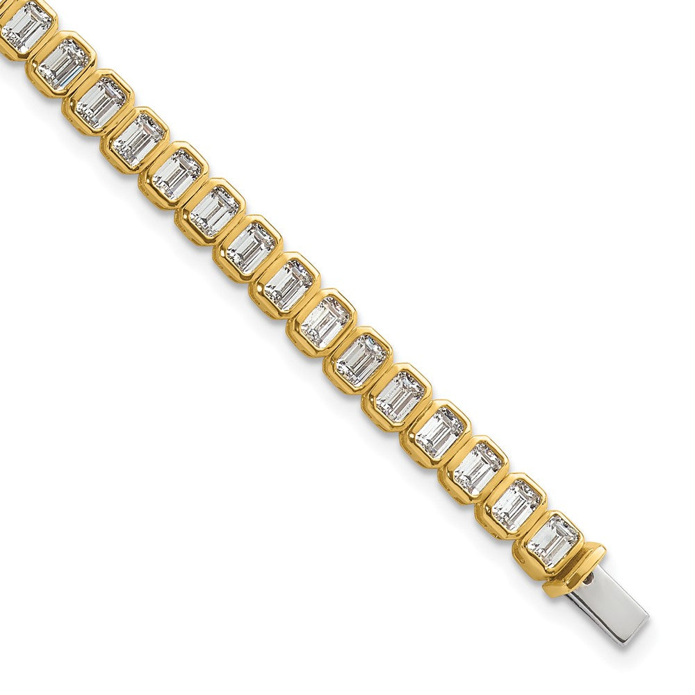 14k Yellow Gold 6 1/2 Ct. Lab Grown Diamond VS/SI+ G+ Emerald Bezel Tennis Bracelet