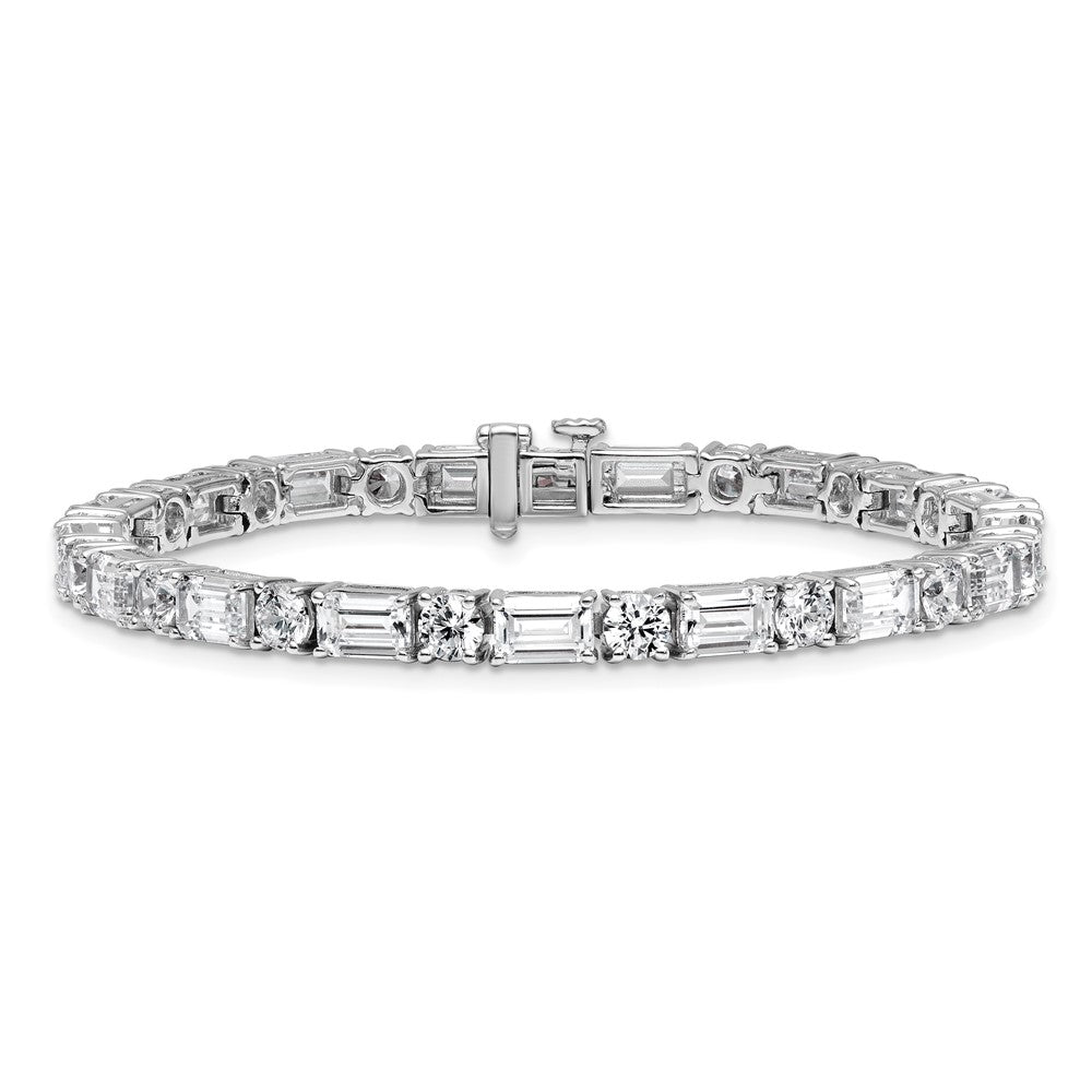 14K White Gold Certified Vs Def Lab Grown Emerald And Round Diamond Tennis