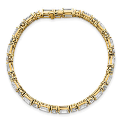 14K Yellow Gold Vs/Si+ G+ Lab Grown Emerald And Round Diamond Tennis Brac