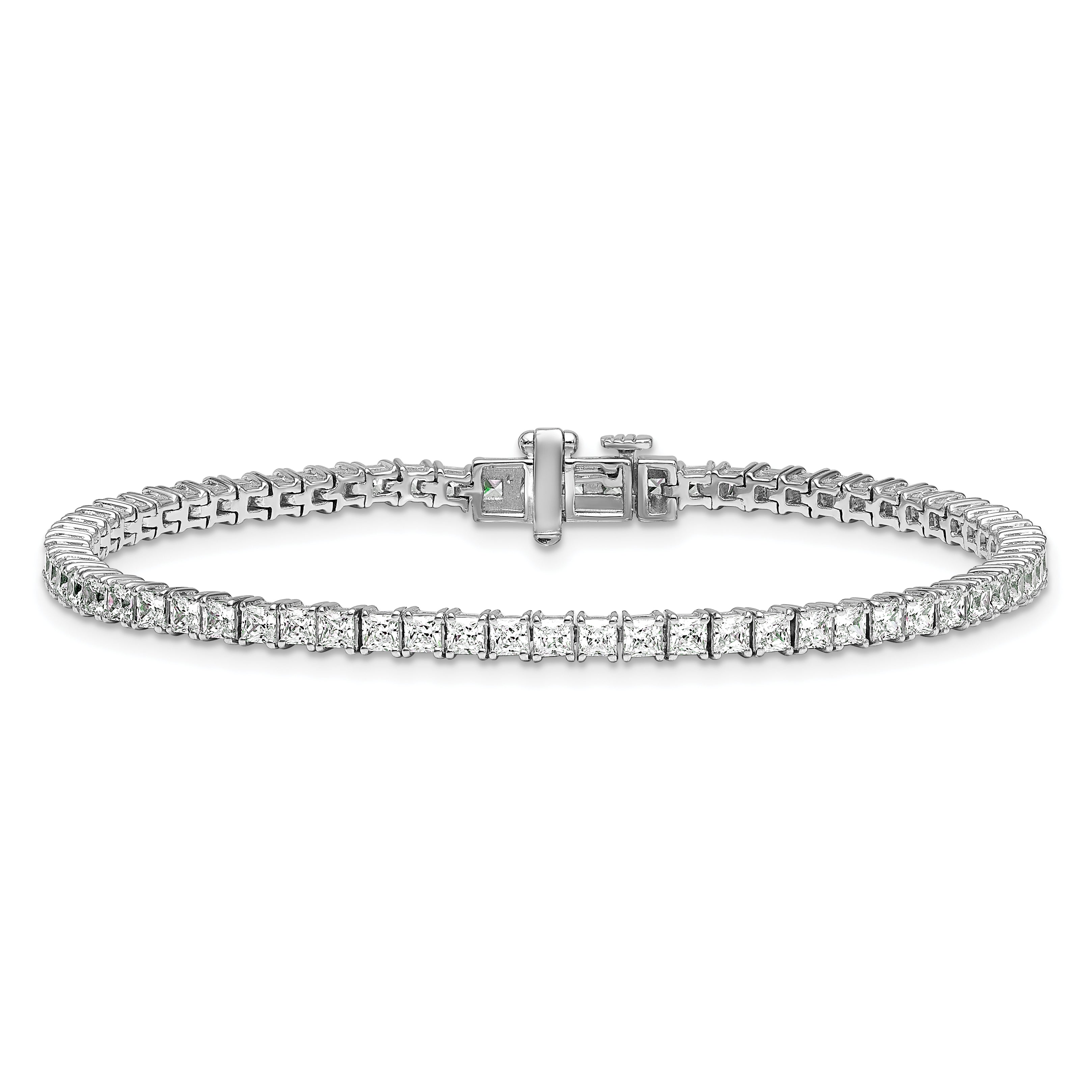 14k White Gold 5 Ct. Lab Grown Diamond VS/SI+ G+ Princess Tennis Bracelet