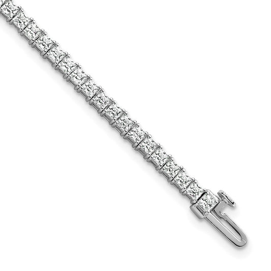14K White Gold 5 Carat Lab Grown Diamond Vs+ F+ Complete Princess Prong Set Tennis Bracelet