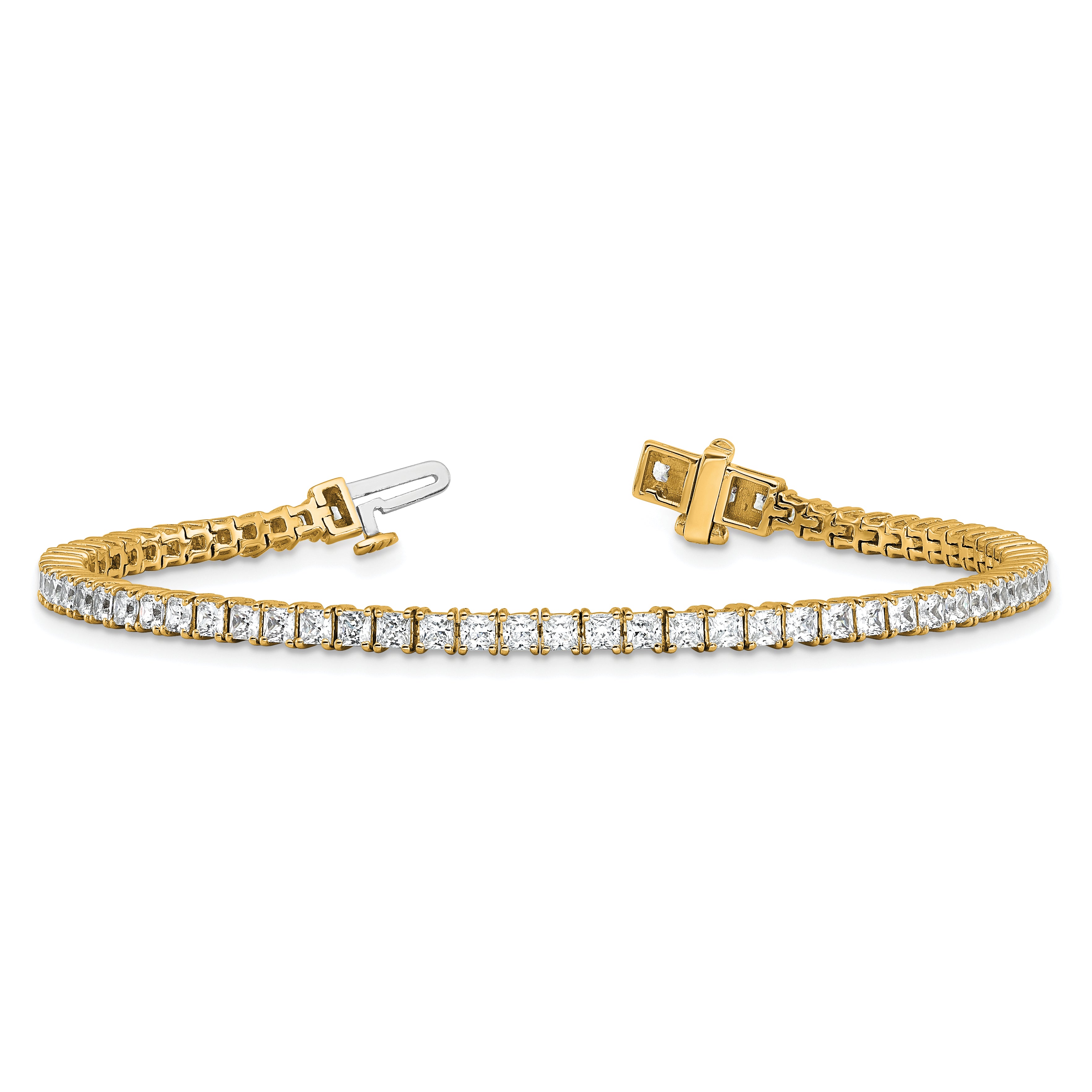 14k Yellow Gold 5 Ct. Lab Grown Diamond VS/SI+ G+ Princess Tennis Bracelet