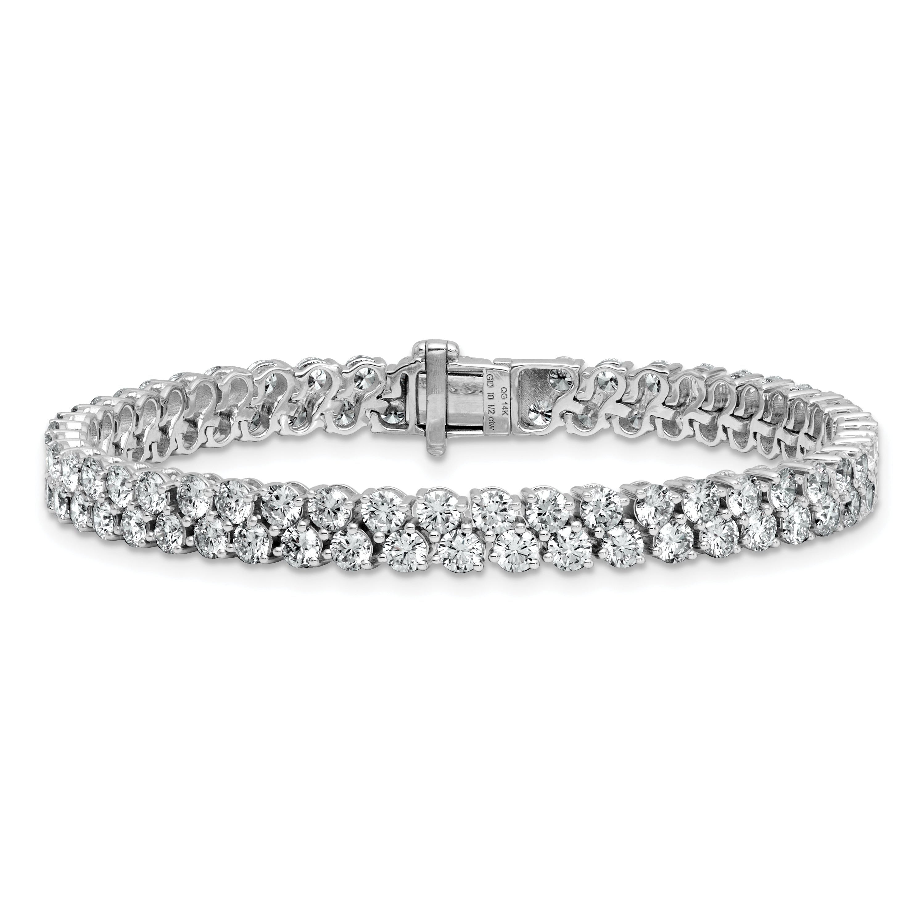 14k White Gold 10 1/2 Ct. Lab Grown Diamond VS/SI+ G+ 7 inch Fancy Tennis Bracelet